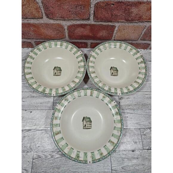 Pfaltzgraff Naturewood Portfolio Birdhouse Cereal Soup Bowls 7.25" Set of 3 - Picture 1 of 6